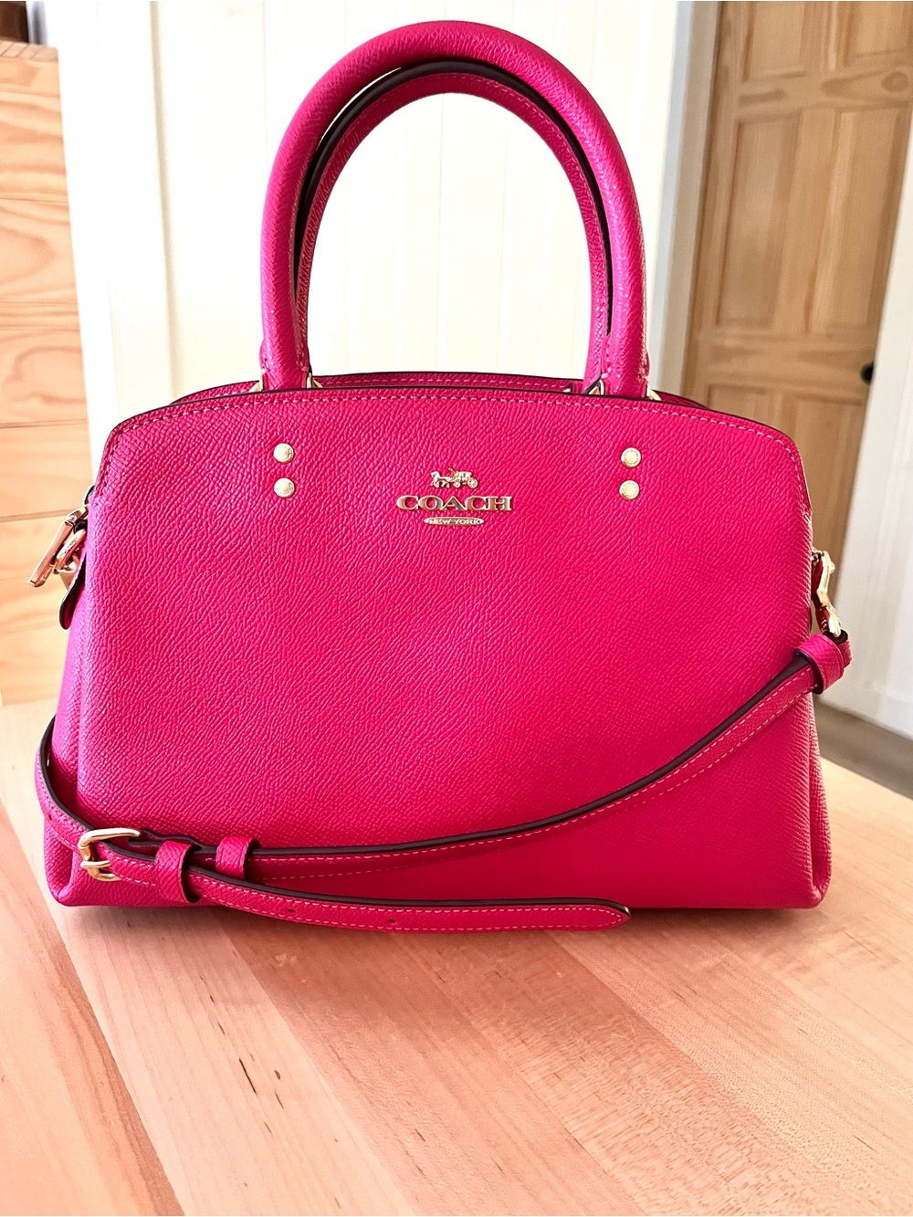 Coach Mini Lillie Carryall in Bold Pink (Style No. 91146)